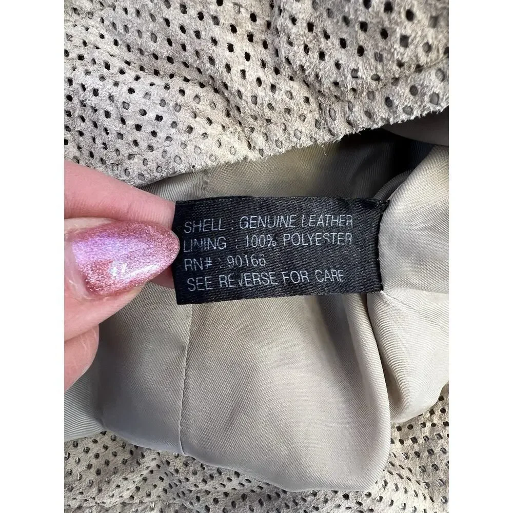 Vintage Womyn 100% Leather Cutout Jacket Perforated Women's‎ Size Small